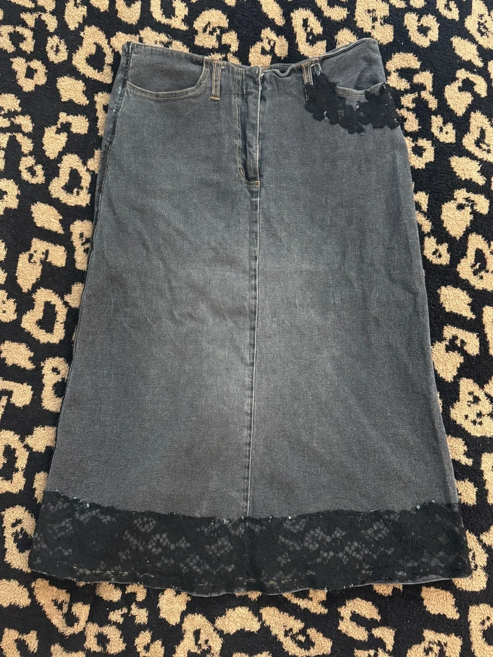 VINTAGE denim midi skirt